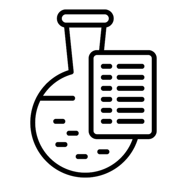 Vector de contorno de icono de frasco de estudio Investigación de casos Aprender negocios