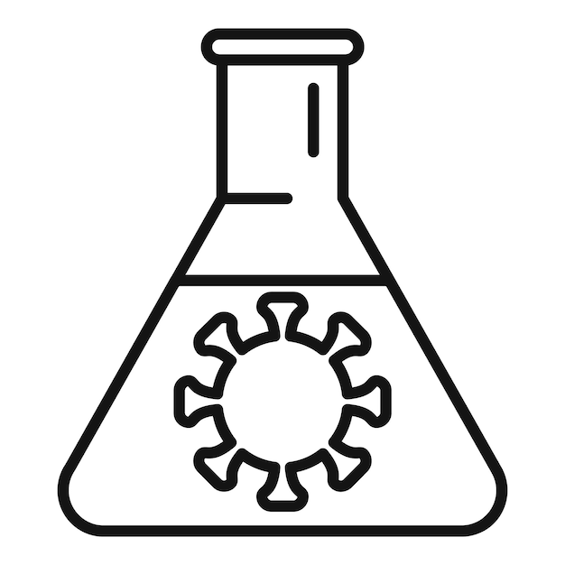 Vector de contorno del icono del frasco de virus de sangre Dosis de personas