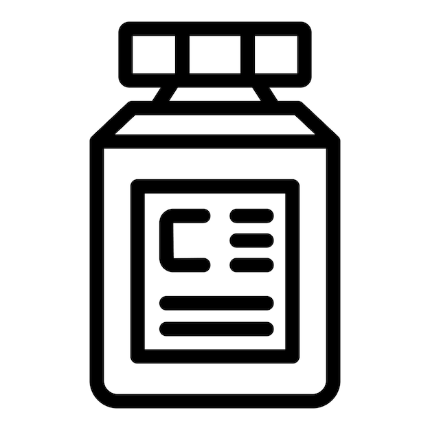 Vector de contorno de icono de frasco de vitaminas Nuez de Wating Alimentos de soja