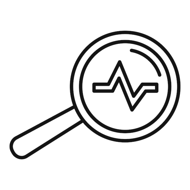 Vector de contorno del icono de la frecuencia cardíaca del magnificador Cuidado de la salud