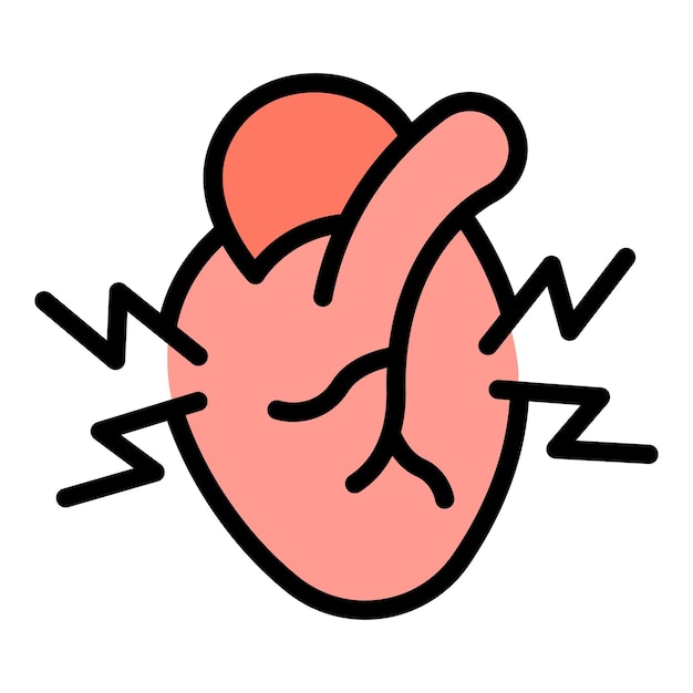 Vector de contorno de icono de freno cardíaco Frecuencia cardíaca Latido de pulso color plano