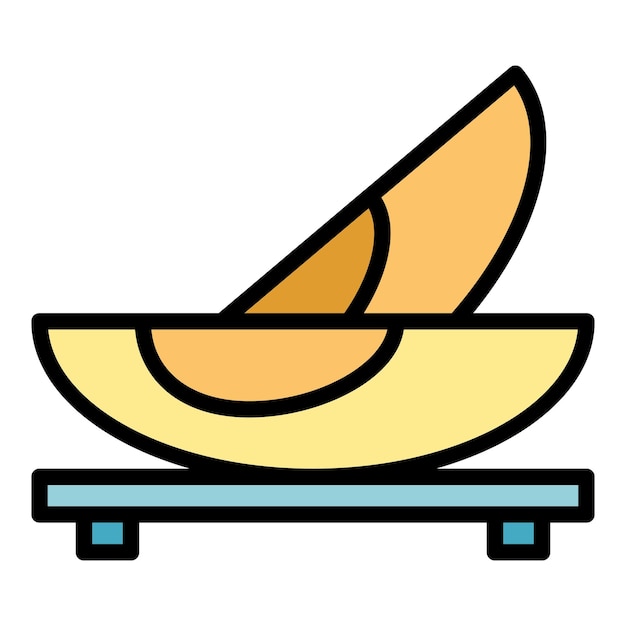 Vector vector de contorno del icono de la fruta cortada plato cocinado plato brasileño color plano