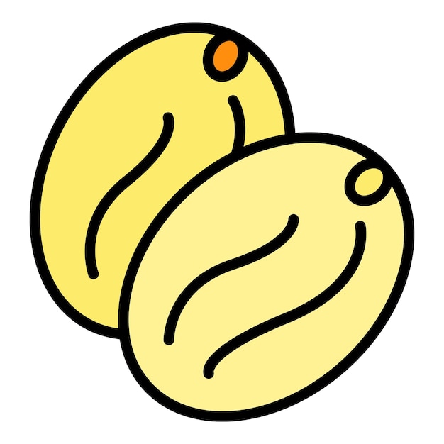 Vector de contorno del icono de la fruta seca Fecha de la comida Color plano de la semilla natural