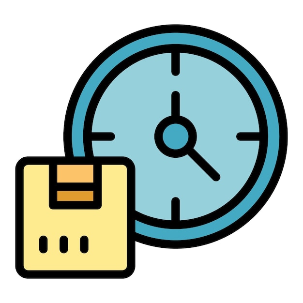 Vector de contorno de icono de gestión de tiempo de inventario Inventario digital Control de color plano del producto
