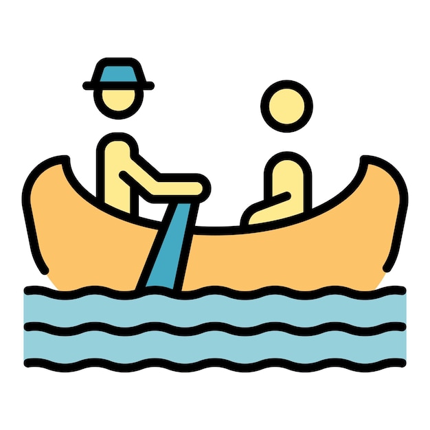 Vector de contorno del icono del gondolero de Venecia Barco de góndola Hombre italiano color plano