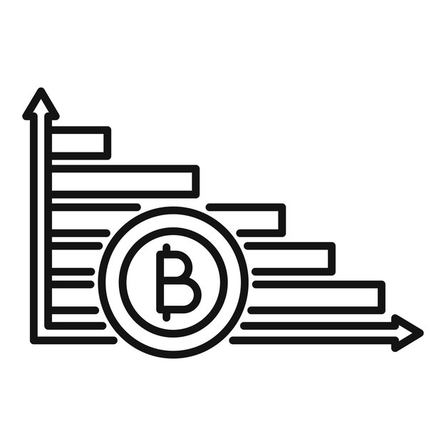 Vector de contorno del icono del gráfico de Bitcoin Sistema financiero de ganancias