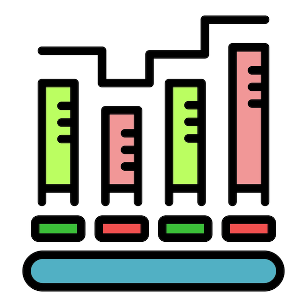 Vector de contorno de icono de gráfico de datos Informe de gráfico Estadística financiera de color plano