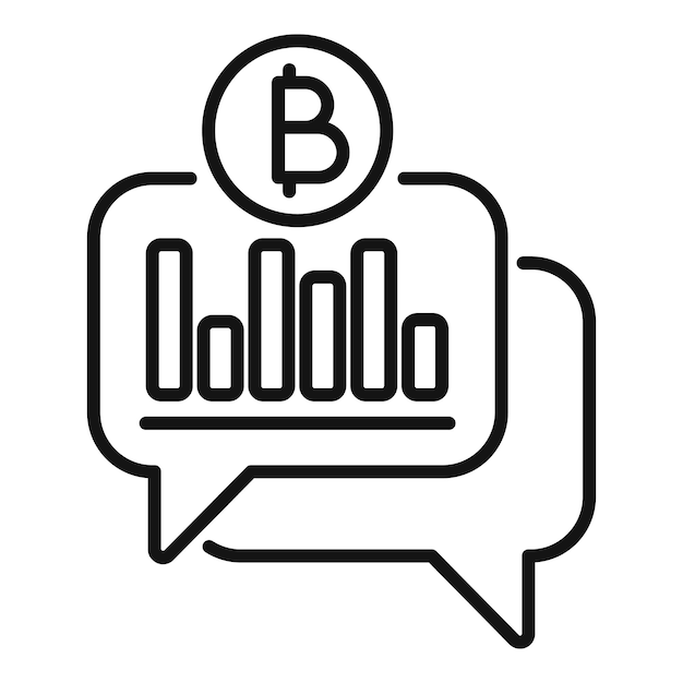 Vector de contorno de icono de gráfico en línea Tecnología de pago criptográfico