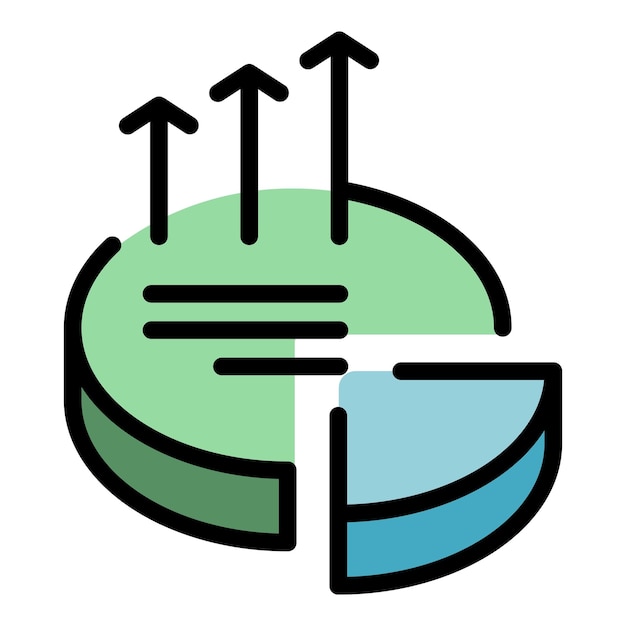 Vector de contorno de icono de gráfico de mercado de pastel Finanzas de personas Inversión de crédito Color plano