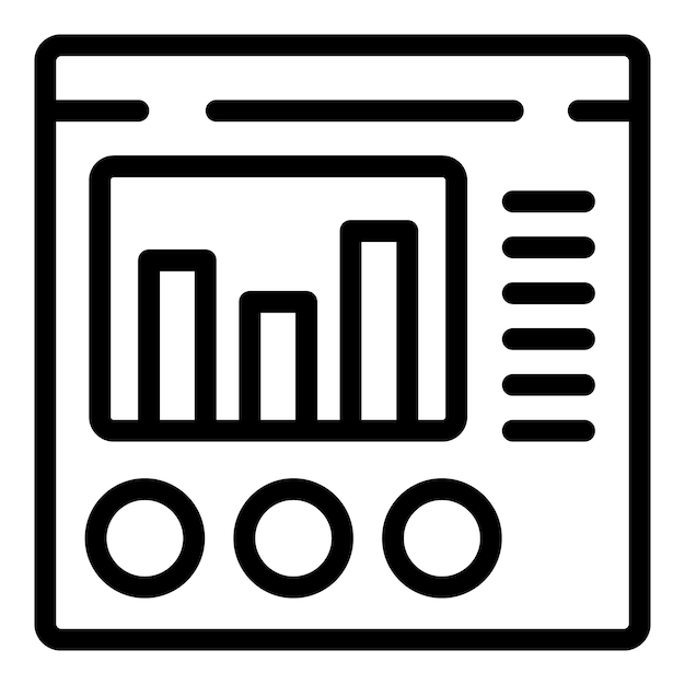 Vector de contorno de icono de gráfico web en línea Formación profesional