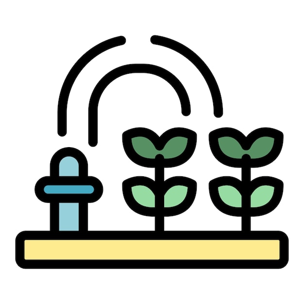 Vector de contorno de icono de granja moderno Sistema de drones Plano de color digital del futuro