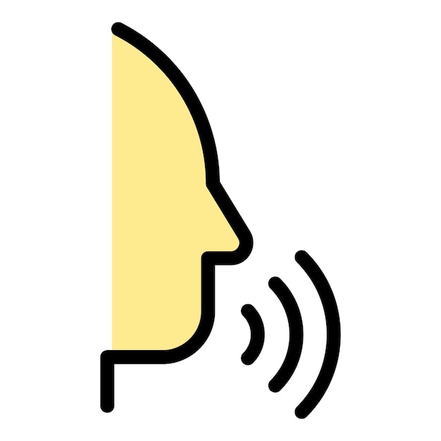 Vector de contorno de icono de habla de clase Retórica pública Elocución oratoria color plano