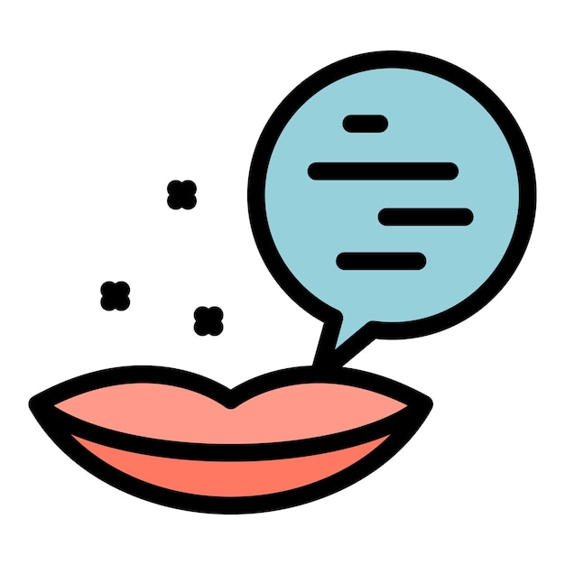 Vector de contorno de icono de habla de labios Elecciones públicas Elocución retórica Color plano