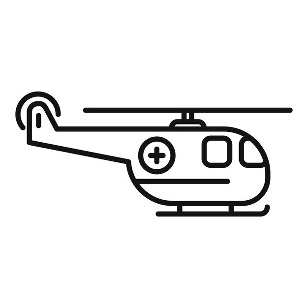 Vector de contorno del icono del helicóptero de emergencia de ambulancia Centro de clínica de atención