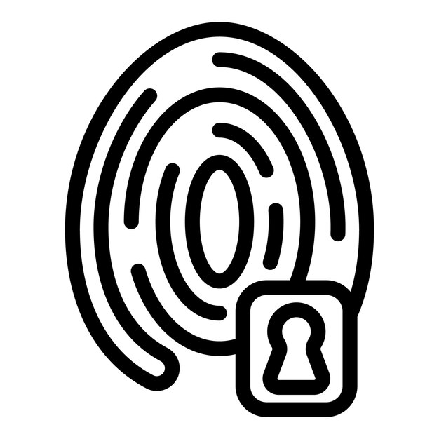 Vector de contorno del icono de huella digital clave Impresión de escaneo Escáner de pulgar
