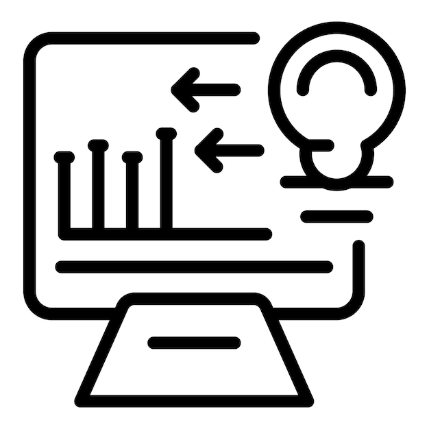 Vector de contorno de icono de idea de negocio en línea Solución de bombilla Luz de la gente