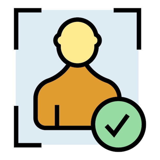 Vector de contorno de icono de identificación biométrica Reconocimiento de la escritura a mano Escanear el color del dedo plano