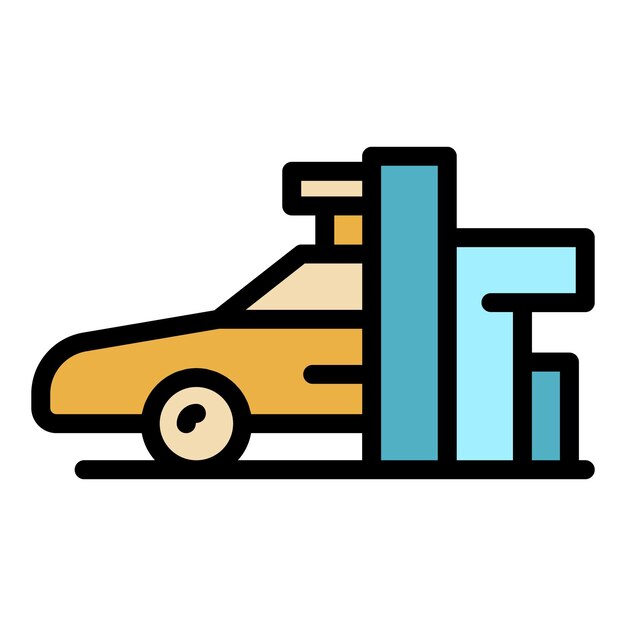 Vector de contorno de icono de impresión de automóviles Impresora de vehículo Color plano del freno del producto