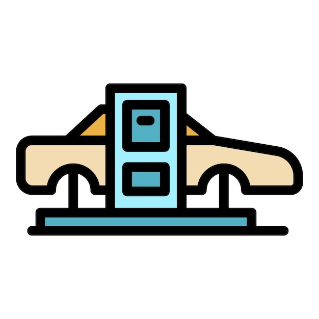 El vector de contorno del icono de la impresora de automóviles del futuro Impresión automotriz Color plano del motor de la máquina