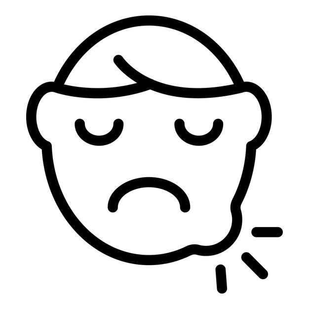 Vector de contorno del icono de la inflamación de los dientes Dolor dental