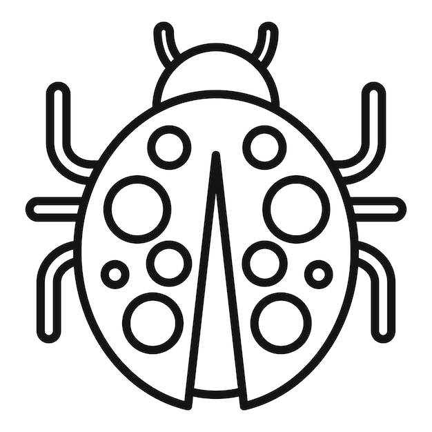 Vector de contorno del icono del insecto bebé de la hoja Insecto adorable