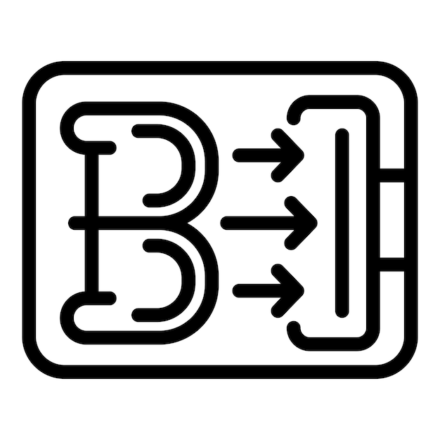 Vector de contorno de icono de intercambio de Bitcoin Billetera electrónica en línea