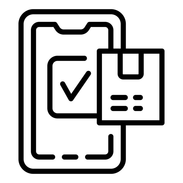 Vector de contorno de icono de inventario de teléfonos inteligentes Control digital Sistema de producto