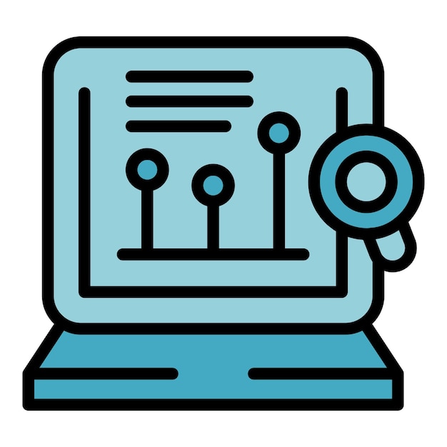 Vector de contorno de icono de investigación de datos Caso de estudio Aprende el papel de color plano