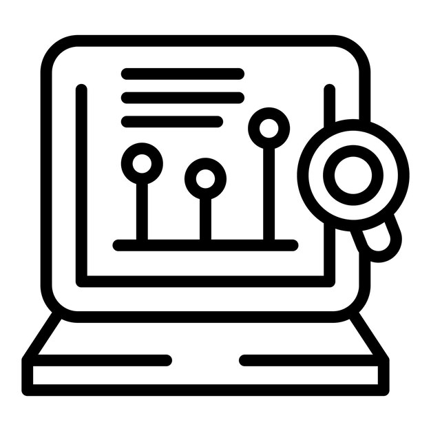 Vector de contorno de icono de investigación de datos Caso de estudio Papel de aprendizaje