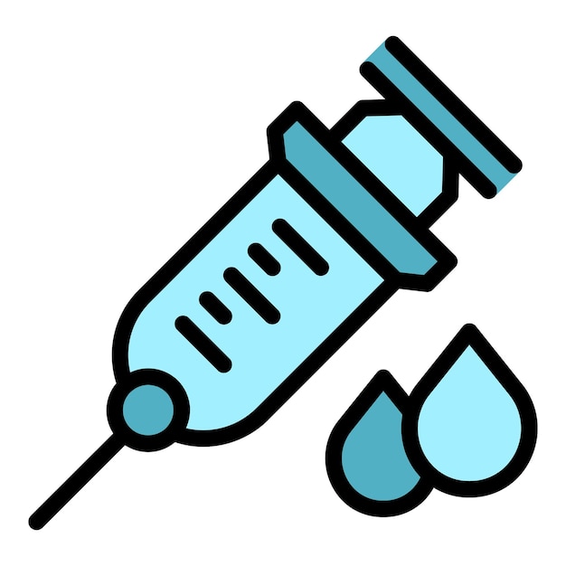Vector de contorno del icono de la inyección de la enfermera Servicio de ayuda Cuidado médico Color plano