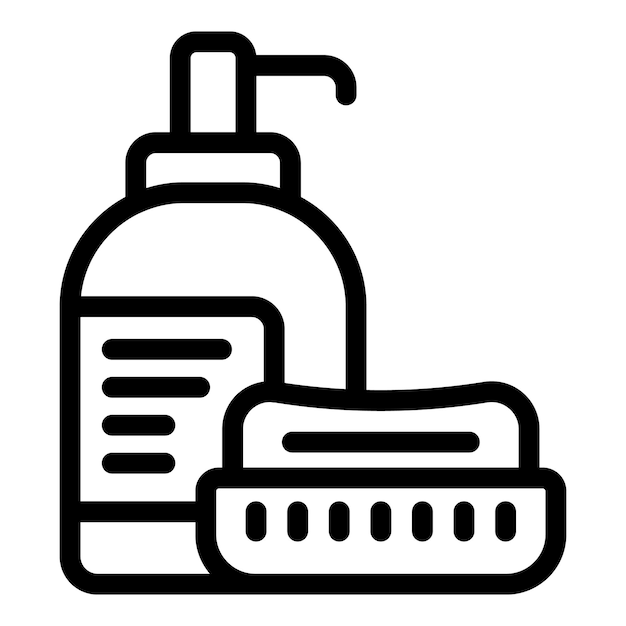 Vector de contorno de icono de jabón líquido y sólido limpiador higiénico con espuma natural
