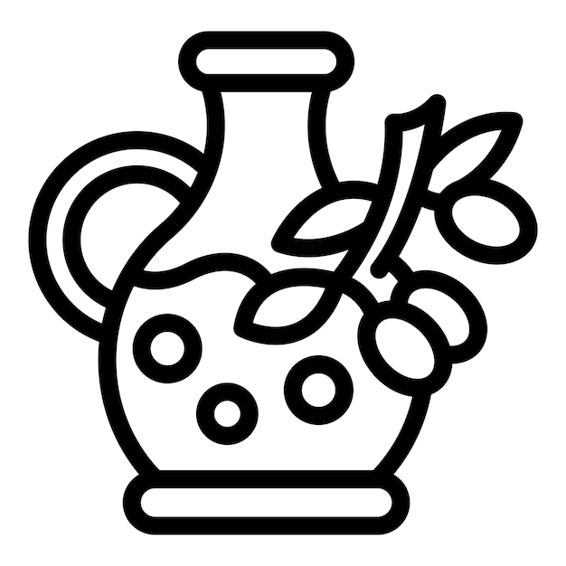 Vector de contorno del icono de la jarra de aceite de oliva de lisboa comida de cocina