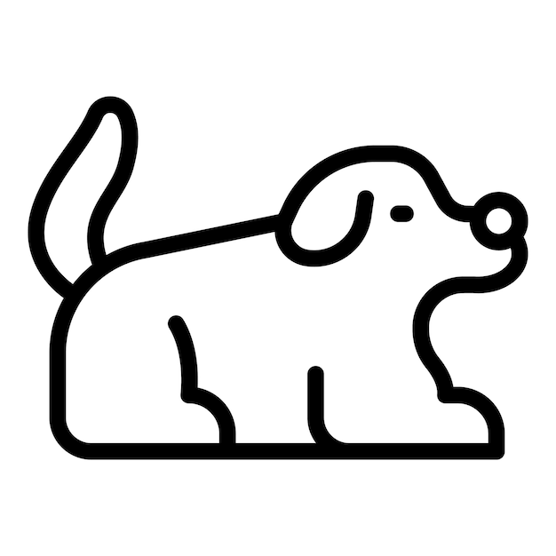 Vector el vector de contorno del icono de juego de casa del perro lindo entrenamiento del curso