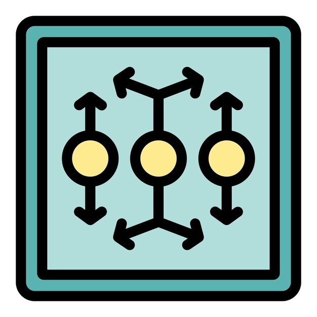 Vector de contorno de icono de juego de desarrollo Ajedrez en línea Tabla de negocios color plano