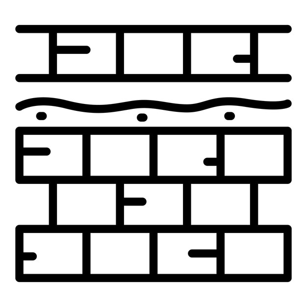 Vector de contorno de icono de ladrillo nueva pared Trabajador de construcción Construcción de mortero