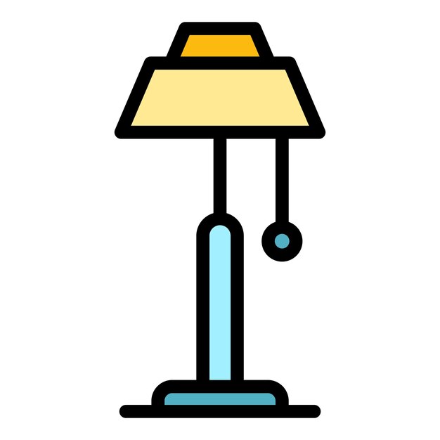 Vector de contorno de icono de lámpara de araña alta Soporte de lámpara Color de iluminación de casa plano