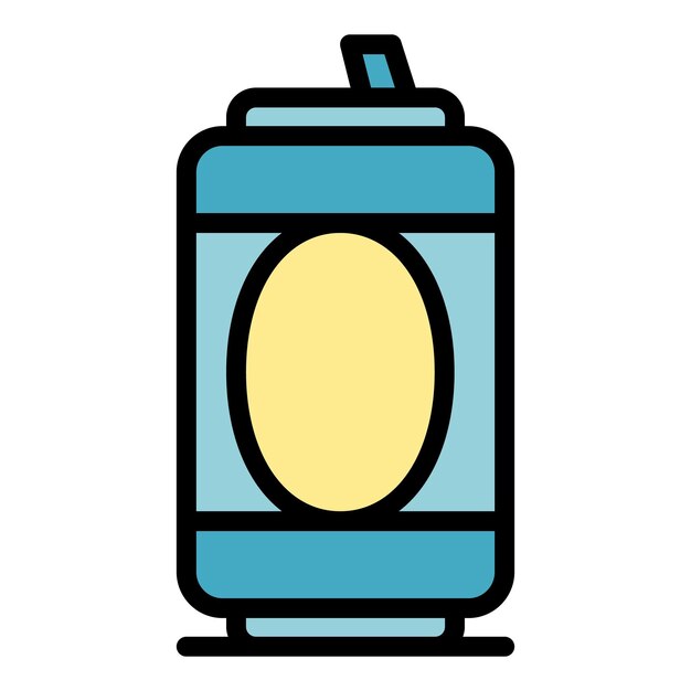 Vector de contorno de icono de lata de cerveza Bebida metálica Color plano de cerveza de aluminio