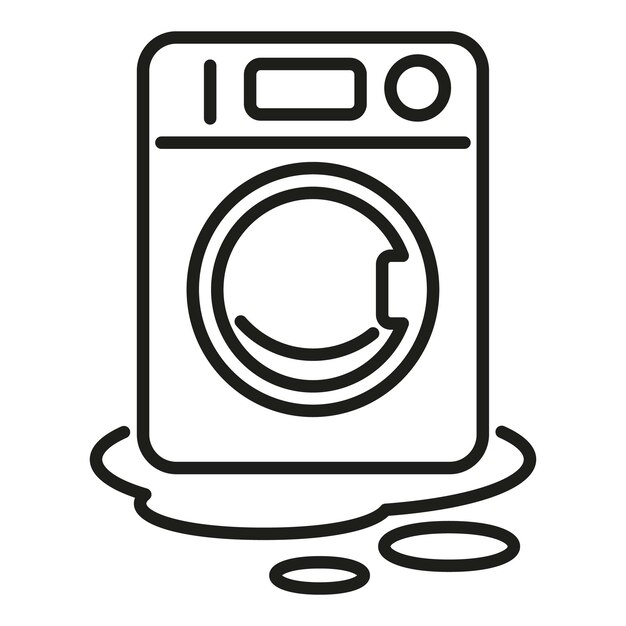 Vector de contorno del icono de la lavadora de agua rota Servicio de reparación de accidentes Servicio de limpieza
