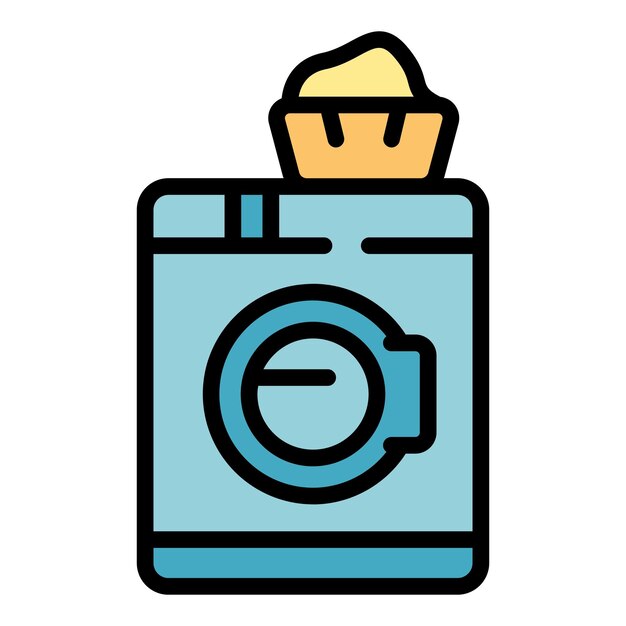 Vector de contorno del icono de la lavadora de la casa Servicio de limpieza Trabajo de color plano