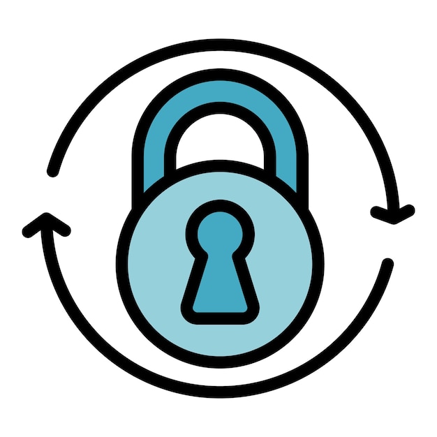 Vector de contorno de icono de la lección de bloqueo Clase privada Aprendizaje de exámenes color plano