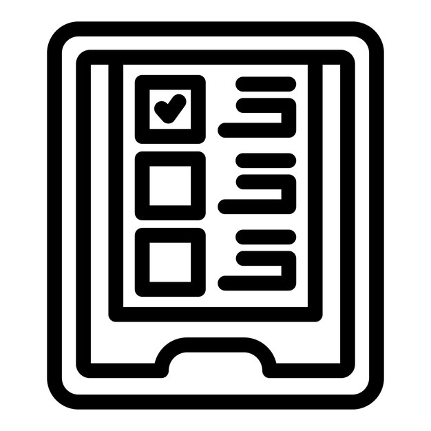 Vector de contorno de icono de la lección en línea de la tableta Aprende podcast