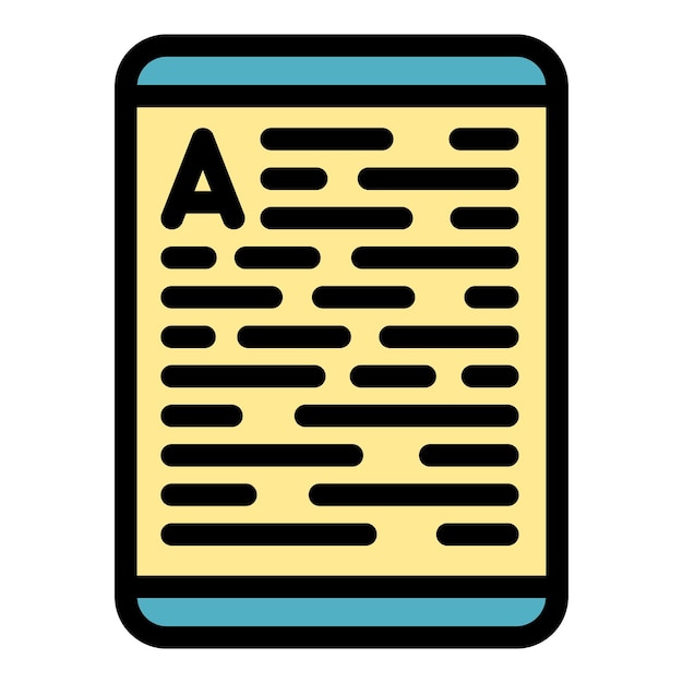 Vector de contorno de icono de libro electrónico portátil Estudio educación Libro digital color plano