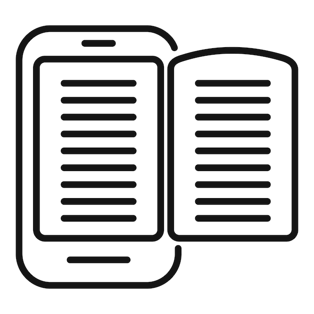 Vector de contorno de icono de libro en línea Guía de persona de lectura