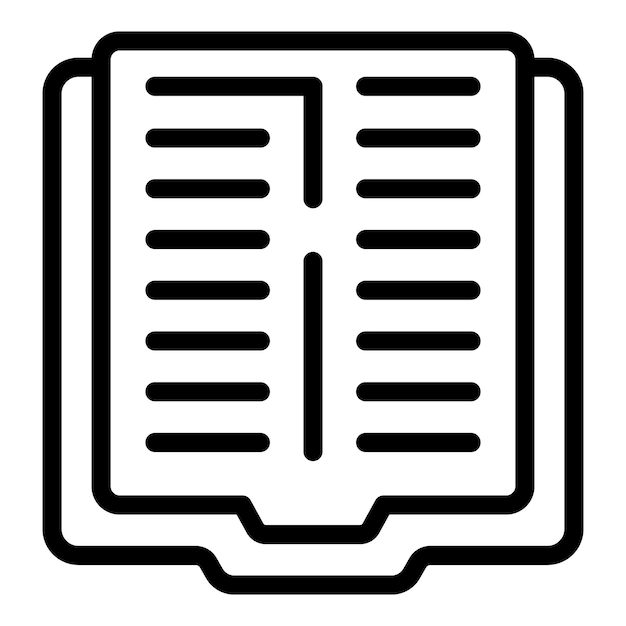 Vector de contorno del icono del libro de repositorio Visión de lectura