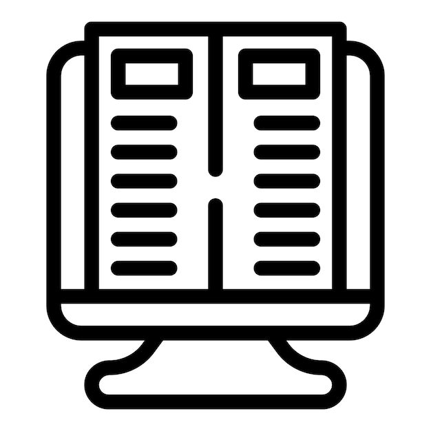 Vector de contorno del icono del libro de tutor de aprendizaje Clase central
