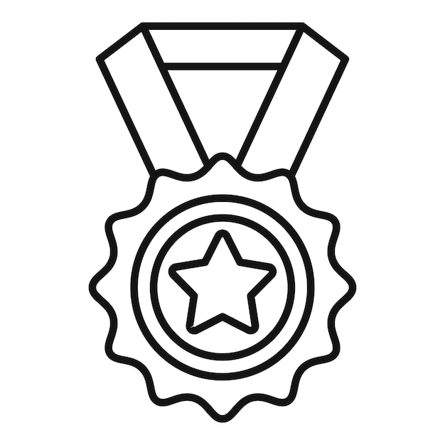 Vector de contorno del icono del líder de la medalla de oro Premio de éxito