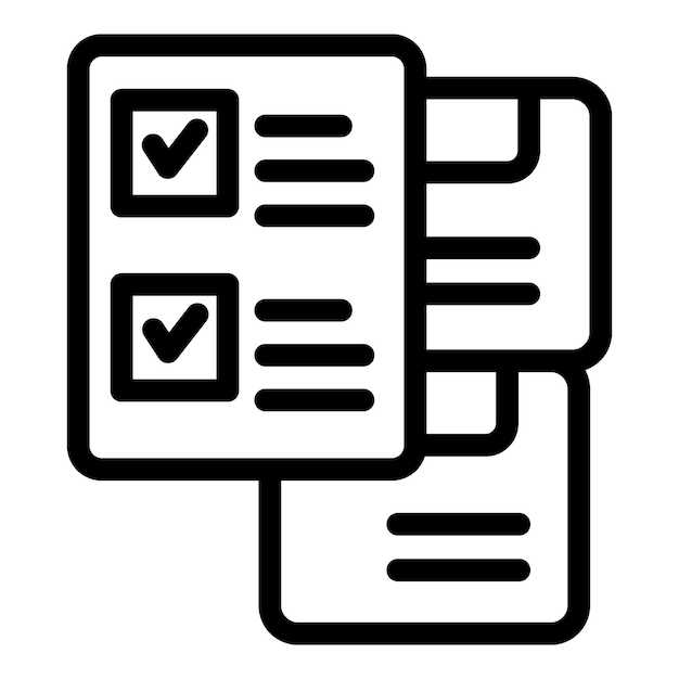 Vector de contorno del icono de la lista de control de entrega del pedido Confirmación del paquete