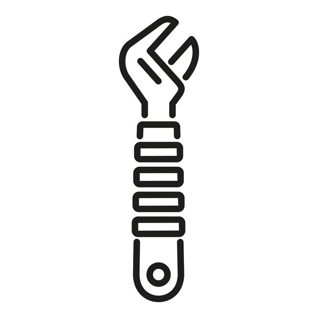 Vector de contorno del icono de la llave de reparación de la máquina de lavar tubo fijo trabajador eléctrico