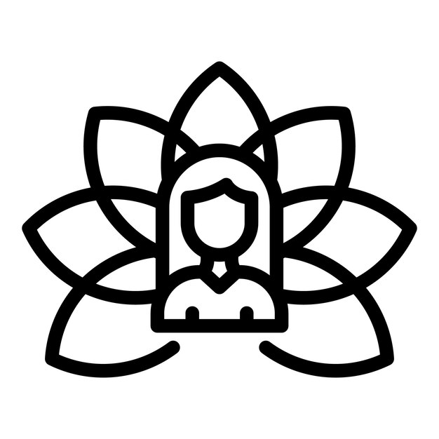 Vector de contorno de icono de loto de relajación Salud mental Energía de equilibrio