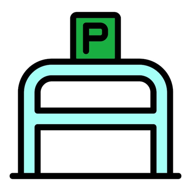 Vector de contorno del icono del lugar de estacionamiento del bloque de estacionamiento Zona de espacio de color plano